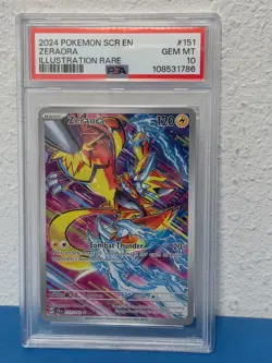 PSA 10 GEM MINT Zeraora 151/142 Stellar Crown Illustration Rare Pokemon TCG - Image 1