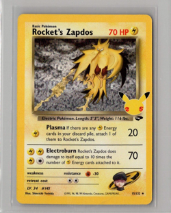 Rocket's Zapdos 15/132 - Pokemon Celebrations Classic Collection Holo Rare NM - Image 1