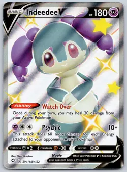 Indeedee V SV114/SV122 (NM) Sword & Shield Shining Fates Shiny Vault Pokemon TCG - Image 1