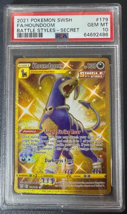 HOUNDOOM #179/163 PSA 10 • 2021 Pokemon SWSH Battle Styles Secret Full Art Holo - Image 1