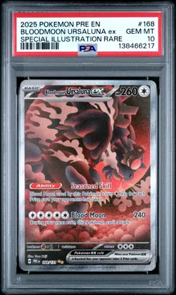 2025 POKEMON PRE EN-PRISMATIC EVOLUTIONS #168 BLOODMOON URSALUNA EX PSA 10 - Image 1