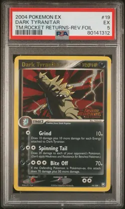 Pokemon 2004 Ex Team Rocket Returns Dark Tyranitar Reverse Foil Psa 5(psa9UU) - Image 1
