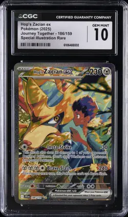 2025 POKEMON JOURNEY TOGETHER #186 HOP'S ZACIAN EX CGC 10 GEM MINT - Image 1
