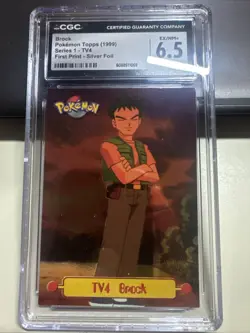 Brock Pokemon Topps 1999 Series 1 TV4 First Print Silver Foil Vintage Original - Image 1