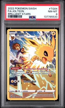 2022 POKEMON SWORD & SHIELD BRILLIANT STARS #TG04 FULL ART/JOLTEON PSA 8 - Image 1