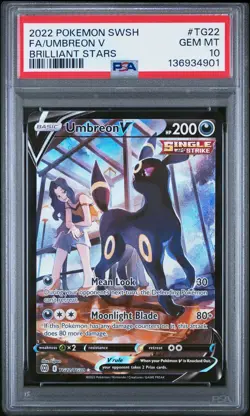 2022 POKEMON SWORD & SHIELD BRILLIANT STARS #TG22 FULL ART/UMBREON V PSA 10 - Image 1