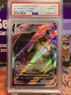 2022 POKEMON SWORD & SHIELD BRILLIANT STARS #069 FULL ART/MIMIKYU VMAX PSA 10 - Image 1