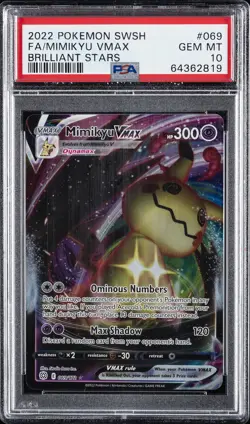 2022 POKEMON SWORD & SHIELD BRILLIANT STARS #069 FULL ART/MIMIKYU VMAX PSA 10 - Image 1