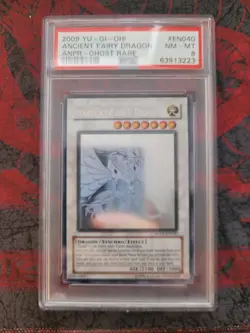 Yugioh Ancient Fairy Dragon Ghost Rare Unlimited PSA 8 - Image 2