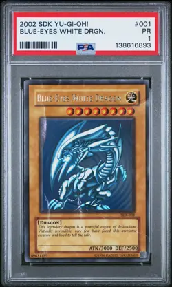 2002 YU-GI-OH! STARTER DECK: KAIBA #001 BLUE-EYES WHITE DRAGON PSA 1 - Image 1