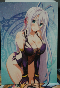 Rossweisse Purple High School DxD Sexy Waifu Textured Custom Card - Image 1