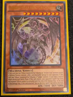 Yugioh Card Ancient Gear Reactor Dragon SR03-EN001 ULTRA RARE 1st Edition - Image 1