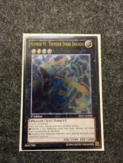 YuGiOh Number 91 Thunder Spark Dragon REDU-EN098 1st Edition Ultimate Rare - Image 3