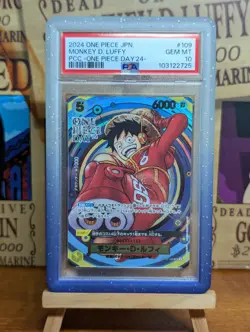 Monkey D. Luffy - OP07-109 - ONE PIECE DAY 24 PROMO PSA 10 Japanese With Guard - Image 1