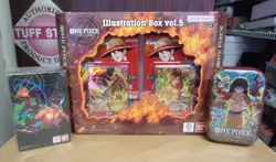 ONE PIECE ILLUSTRATION VOL 5 + WINGS OF THE CAPTAIN DOUBLE PACK PACK + TIN LOT - Image 1