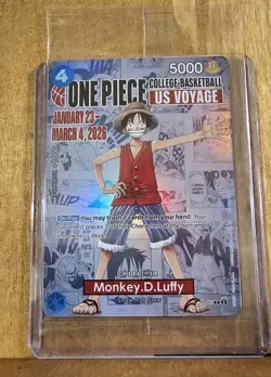 One Piece Monkey D. Luffy US Voyage College Basketball Card SEALED - New Rutgers - Image 1