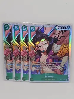 4x One Piece Royal Blood Smoker SR OP10-030 Card English PLAYSET - Pack Fresh NM - Image 1