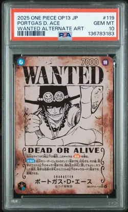 2025 ONE PIECE JPN OP13-CARRYING ON HIS WILL #119 PORTGAS D. ACE PSA 10 - Image 1