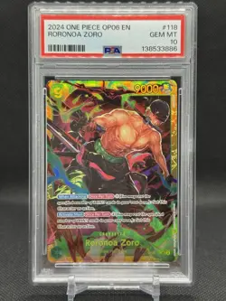 2024 ONE PIECE OP06-WINGS OF THE CAPTAIN #118 RORONOA ZORO PSA 10 - Image 1