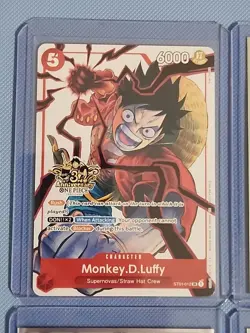 Monkey.D.Luffy One Piece ST01-012 SR 3rd Anniversary Edition English NM - Image 1