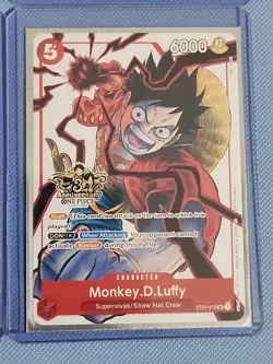 Monkey.D.Luffy One Piece ST01-012 SR 3rd Anniversary Edition English NM - Image 4