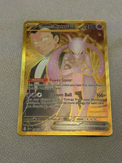 Pokemon Destined Rivals Team Rocket's Mewtwo EX 240/182 Gold Hyper Rare SV10 - Image 1