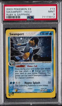 2003 POKEMON EX RUBY & SAPPHIRE #13 SWAMPERT-HOLO PSA 9 - Image 1