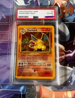 1999 POKEMON GAME CHARIZARD - HOLO - PSA 6 - #4 4/102 EX-MT GENUINE - Image 1