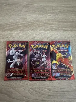 Pokemon Cards Destined Rivals EMPTY Artwork Packs X3 With Bonus Gift - Image 1