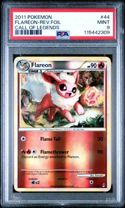 2011 POKEMON CALL OF LEGENDS FLAREON #44 REVERSE FOIL PSA 9 MINT #115442309 - Image 1