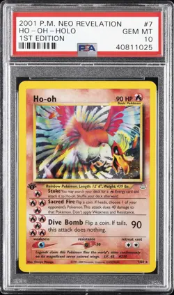 2001 POKEMON NEO REVELATION 1ST ED #7 HO-OH-HOLO PSA 10 - Image 1