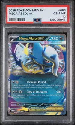 2025 Pokemon Mega Evolution MEG En Mega Absol EX #086 PSA 10 Gem Mint - Image 1