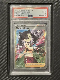 2022 PSA 9 FA Marnie’s Pride #171 Full Art Trainer Pokemon TCG SWSH BS - Image 1