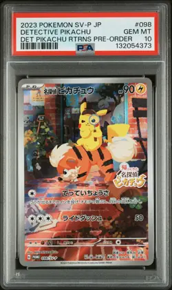 2023 POKEMON JPN SV-P PROMO #098 DETECTIVE PIKACHU PSA 10 - Image 1