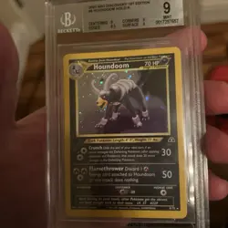 BGS 9 Mint Houndoom First Edition Holo Neo Discovery Pokemon - Image 1