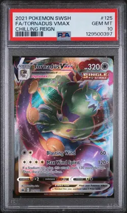PSA 10 GEM MINT 2021 Pokemon Chilling Reign TORNADUS VMAX #125 Full Art - Image 1