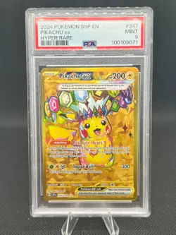 2024 Pokemon Ssp En-Surging Sparks #247 Pikachu Ex Hyper Rare PSA 9 MINT - Image 1