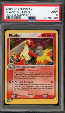 Pokemon Blaziken EX Ruby & Sapphire Holo Rare #3 PSA 9 Mint - Image 1