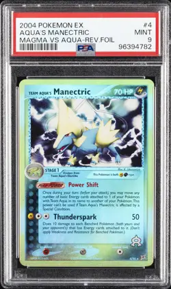 2004 POKEMON EX TEAM MAGMA VS TEAM AQUA TEAM AQUA'S MANECTRIC-REVERSE FOIL PSA 9 - Image 1