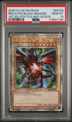 2025 Yu-Gi-Oh! Red-Eyes Black Dragon RA04-EN109 Quarter Century Rare PSA 10 - Image 1