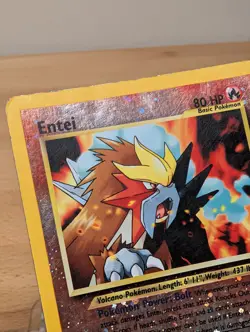 2001 Entei Holofoil Promo Movie Card WOTC Black Star #34 Swirl HP Heavy Play - Image 2