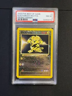 ELECTABUZZ WINNER PROMO #1 REVERSE HOLO SWIRL! PSA 8 2003 POKEMON BLACK STAR - Image 1