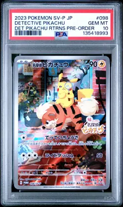 2023 POKEMON JPN SV-P PROMO #098 DETECTIVE PIKACHU PSA 10 - Image 1