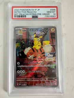 2023 POKEMON JPN SV-P PROMO #098 DETECTIVE PIKACHU PSA 10 - Image 1