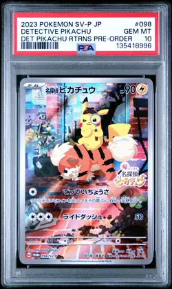 2023 POKEMON JPN SV-P PROMO #098 DETECTIVE PIKACHU PSA 10 - Image 1