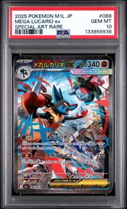 2025 Pokemon Mega Brave M1L Japanese Lucario Ex Special Art Rare #088 PSA 10 Gem - Image 1