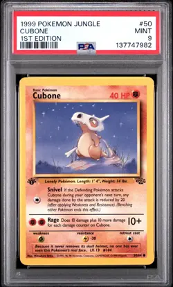 1999 Pokemon Jungle 1st Edition Cubone 50 PSA 9 MINT - Image 1