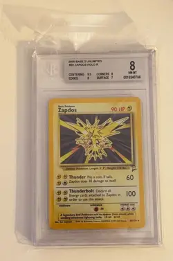 Pokemon Card Zapdos 20/130 Holo Rare Base Set 2 WOTC BGS 8 Near Mint/Mint - Image 1