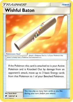 Pokemon Wishful Baton 128/147 Burning Shadows Non Holo Uncommon 3 Card Lot LP - Image 1