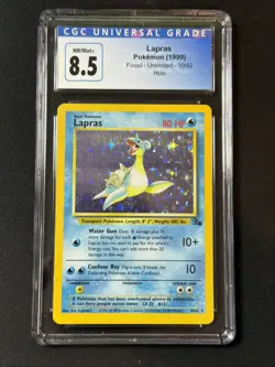 CGC 8.5 Lapras 1999 Fossil 10/62 Holo Pokemon Card - Image 1
